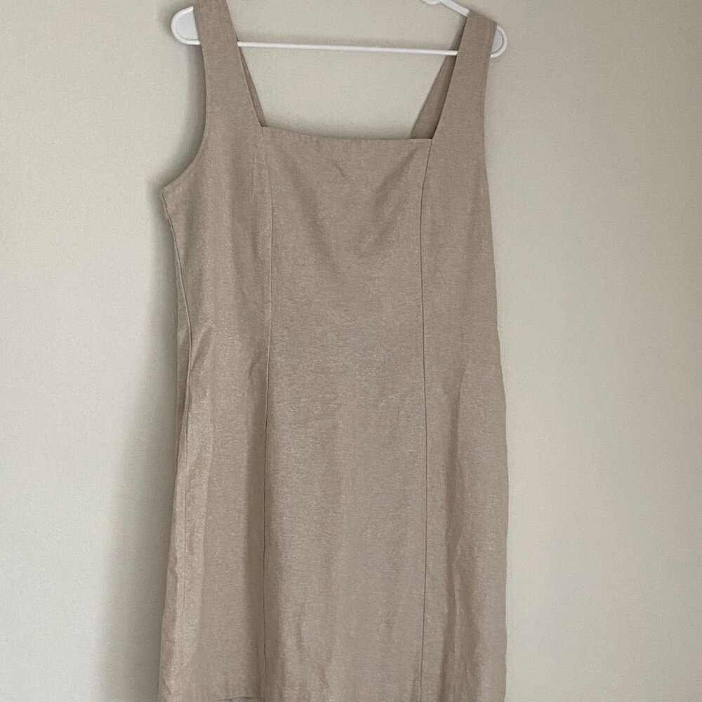 NEW Old Navy Square-Neck Linen-Blend Mini Dress in Flax Linen Size L - Picture 3 of 7